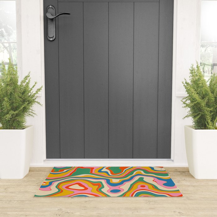 Trippy Rainbow Melt Colorful Abstract Pattern Welcome Mat Gallery Image 3