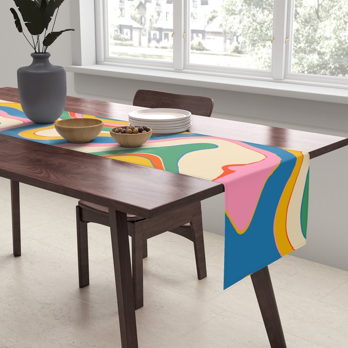 Trippy Rainbow Melt Colorful Abstract Pattern Table Runner Gallery Image 2
