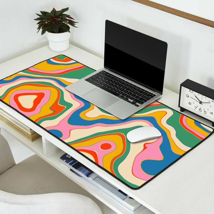 Trippy Rainbow Melt Colorful Abstract Pattern Desk Mat Gallery Image 2