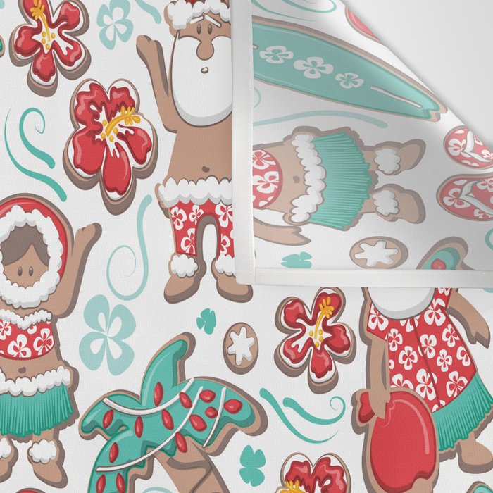 Mele Kalikimaka Hawaiian Christmas gingerbread cookies // white background Wall Tapestry Gallery Image 3