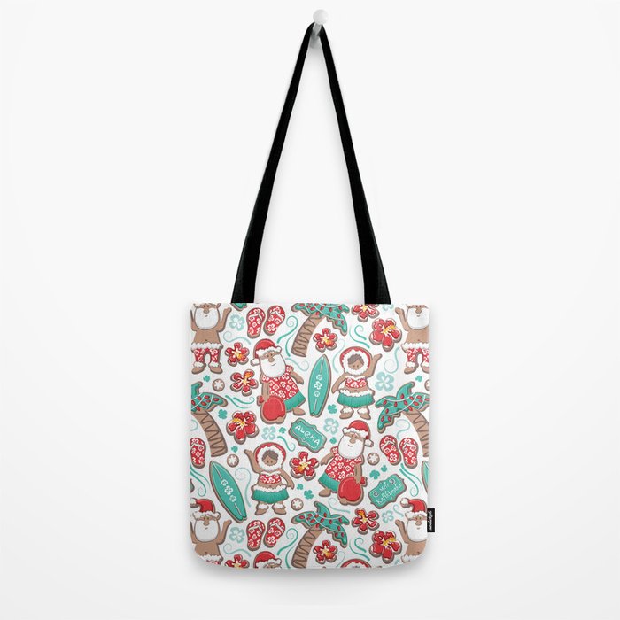 Mele Kalikimaka Hawaiian Christmas gingerbread cookies // white background Tote Bag Gallery Image 2