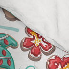 Mele Kalikimaka Hawaiian Christmas gingerbread cookies // white background Comforter Gallery Image 4