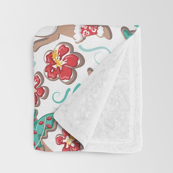 Mele Kalikimaka Hawaiian Christmas gingerbread cookies // white background Throw Blanket Gallery Image 3