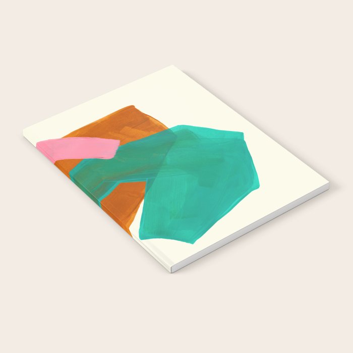 Ochre Pink Marine Green Fun Colorful Mid Century Modern Abstract Painting Shapes Pattern Notebook Gallery Image 2