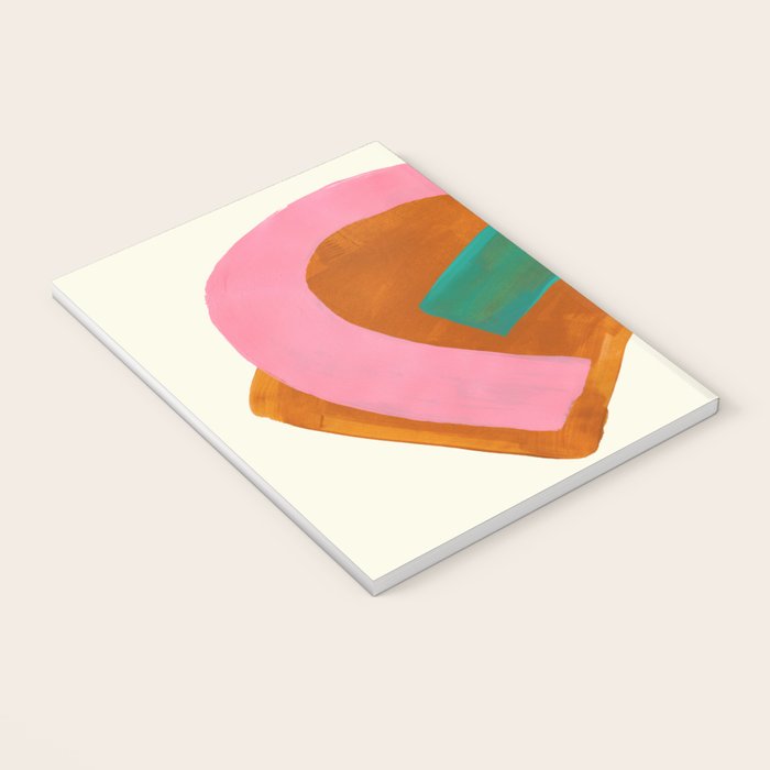 Ochre Pink Marine Green Fun Colorful Mid Century Modern Abstract Painting Shapes Pattern Notebook Gallery Image 3