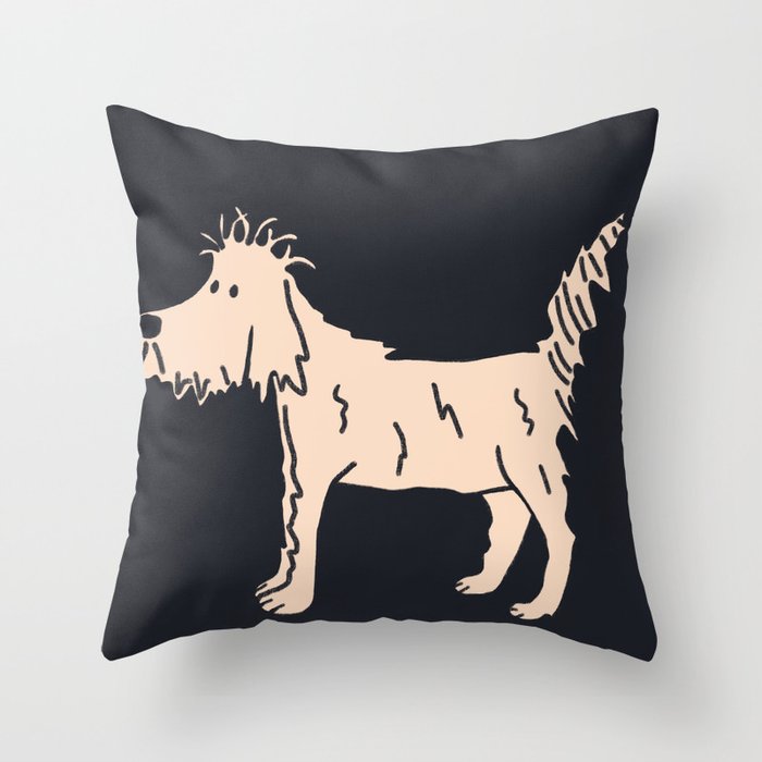 Little dog with cute hair Throw Pillow Gallery Image 6