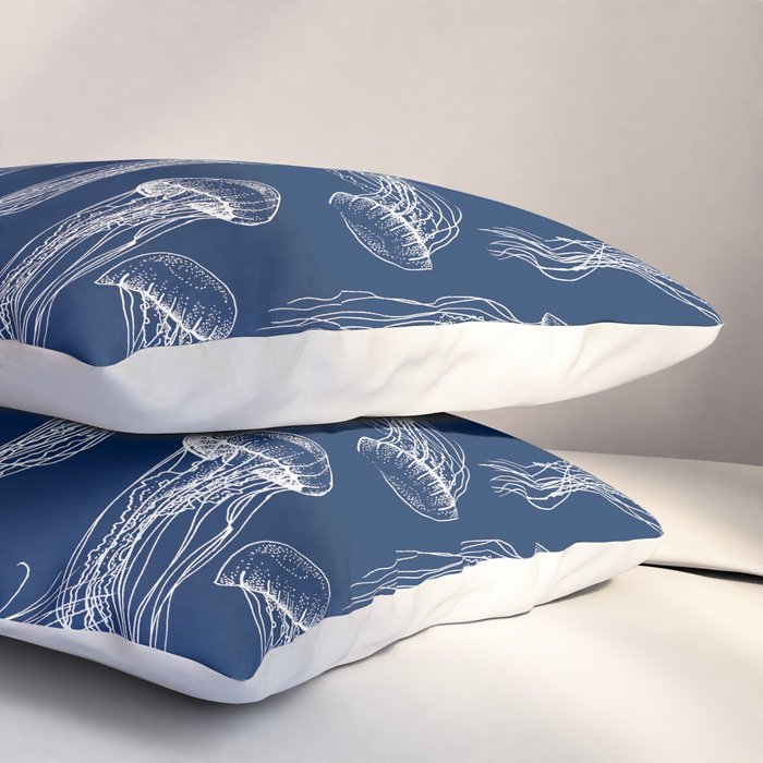 Jellyfish Print - Navy Pillow Sham Gallery Image 3