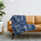 Jellyfish Print - Navy Throw Blanket Gallery Image 1