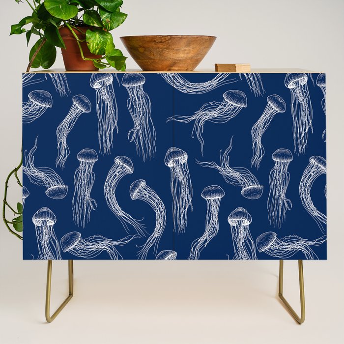 Jellyfish Print - Navy Credenza Gallery Image 1