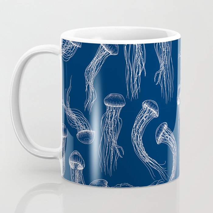 Jellyfish Print - Navy Coffee Mug Gallery Image 3