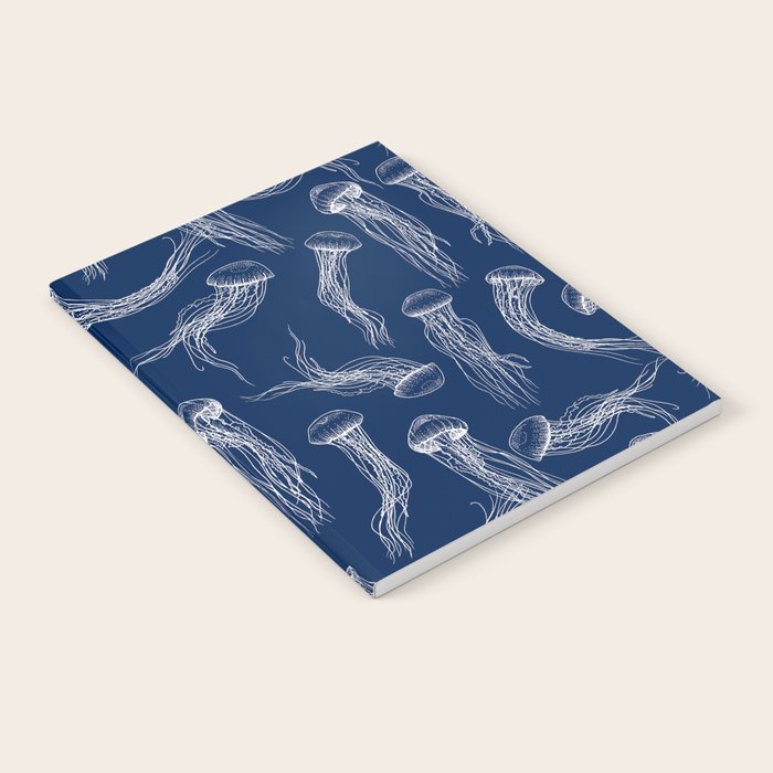Jellyfish Print - Navy Notebook Gallery Image 1