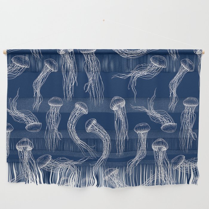Jellyfish Print - Navy Wall Hanging Gallery Image 1