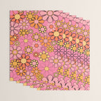 Groovy Retro Garden 60s 70s Floral Pattern in Pink and Orange Tones Wrapping Paper Gallery Image 3