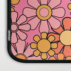Groovy Retro Garden 60s 70s Floral Pattern in Pink and Orange Tones Laptop Sleeve Gallery Image 3