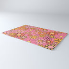 Groovy Retro Garden 60s 70s Floral Pattern in Pink and Orange Tones Rug Gallery Image 3