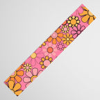 Groovy Retro Garden 60s 70s Floral Pattern in Pink and Orange Tones Table Runner Gallery Image 3