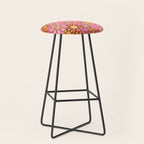 Groovy Retro Garden 60s 70s Floral Pattern in Pink and Orange Tones Stool Gallery Image 1