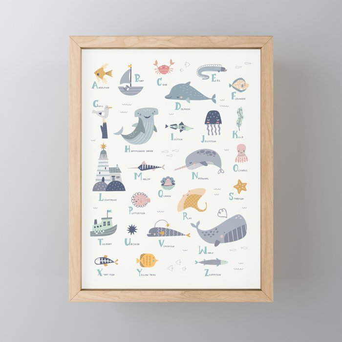 Ocean sea life alphabet  Mini Art Print Gallery Image 1