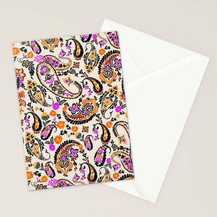 Vibrant paisley print Stationery Card Gallery Image 2