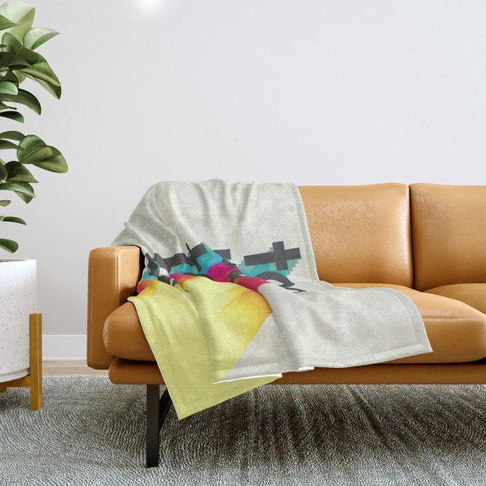 Too Rad To Be Sad - neon rainbow Throw Blanket Gallery Image 1