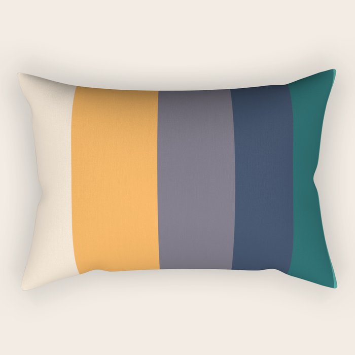Mid Century Modern Minimalist Color Block Pattern Yellow Grey Green Rectangular Pillow Gallery Image 2