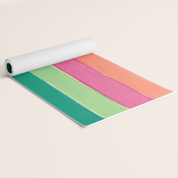 Peacock and Magenta Stripe Art Yoga Mat Gallery Image 2