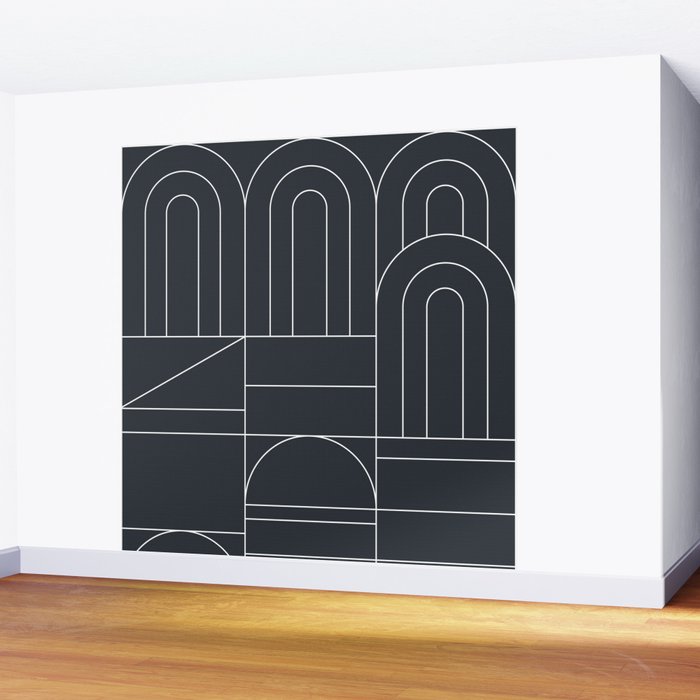 Deco Geometric 04 Black Wall Mural Gallery Image 2