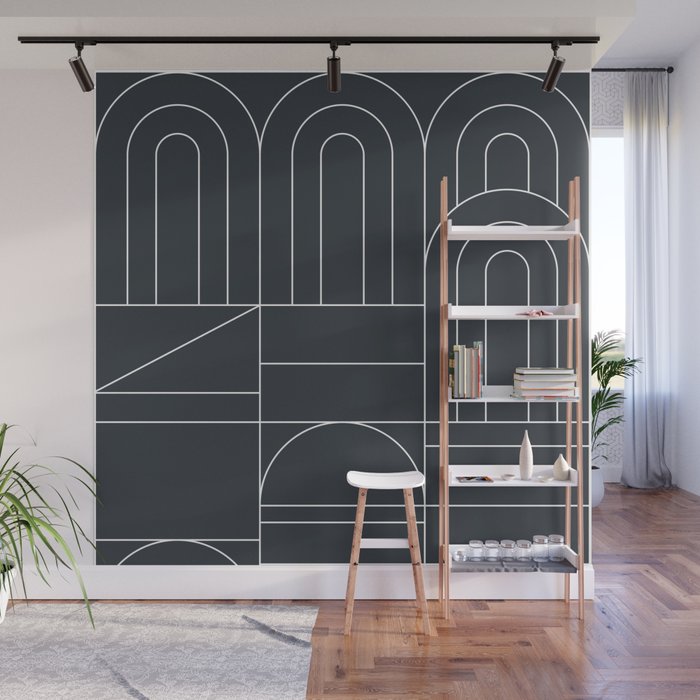 Deco Geometric 04 Black Wall Mural Gallery Image 1