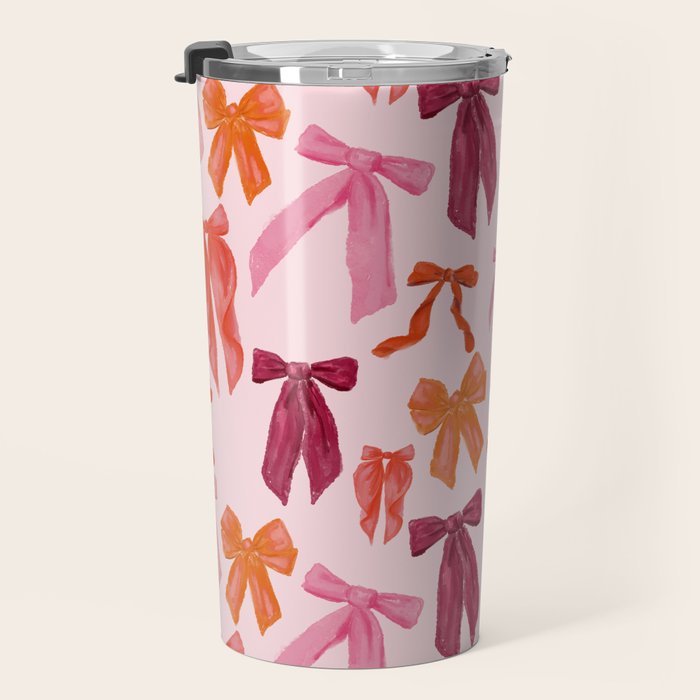 Vibrant Red Watercolor Bow  Travel Mug Gallery Image 3