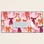 Vibrant Red Watercolor Bow  Desk Mat Gallery Image 1