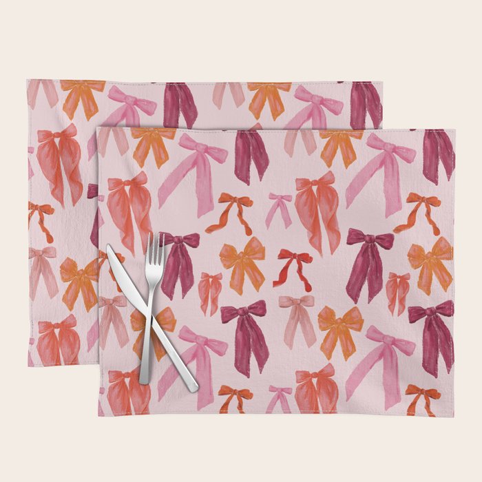 Vibrant Red Watercolor Bow  Placemat Gallery Image 1
