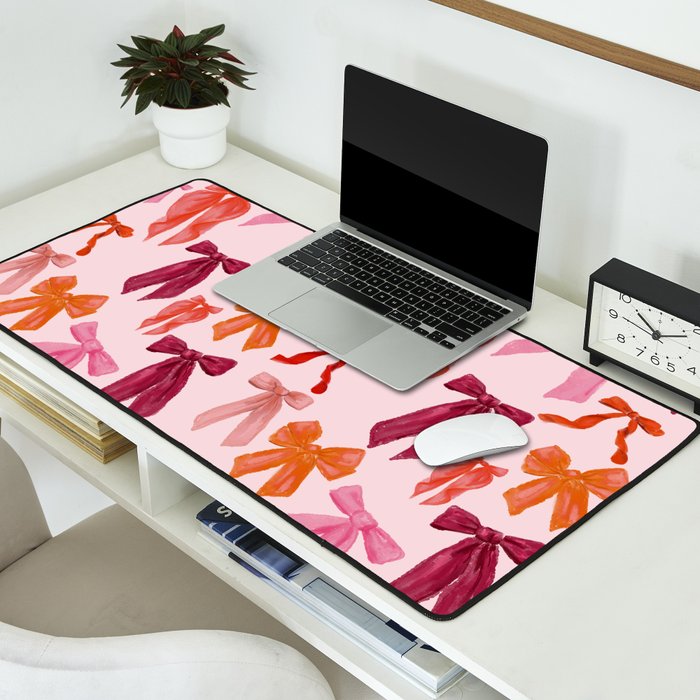 Vibrant Red Watercolor Bow  Desk Mat Gallery Image 2