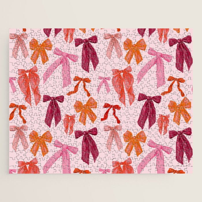 Vibrant Red Watercolor Bow  Jigsaw Puzzle Gallery Image 1