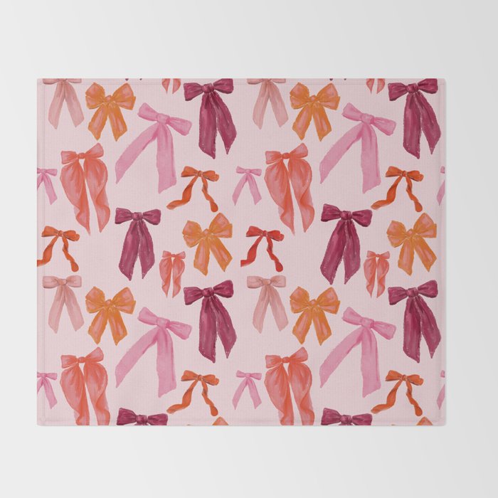 Vibrant Red Watercolor Bow  Throw Blanket Gallery Image 2