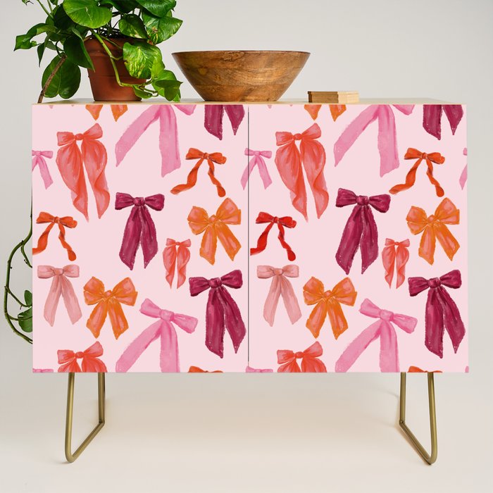 Vibrant Red Watercolor Bow  Credenza Gallery Image 1