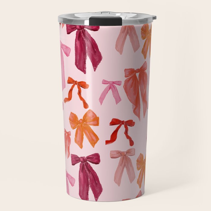 Vibrant Red Watercolor Bow  Travel Mug Gallery Image 1