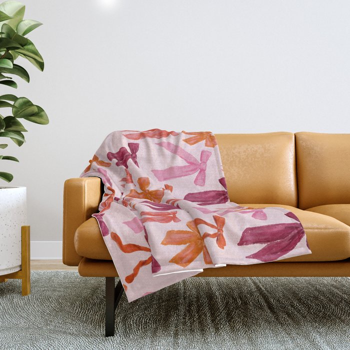 Vibrant Red Watercolor Bow  Throw Blanket Gallery Image 1
