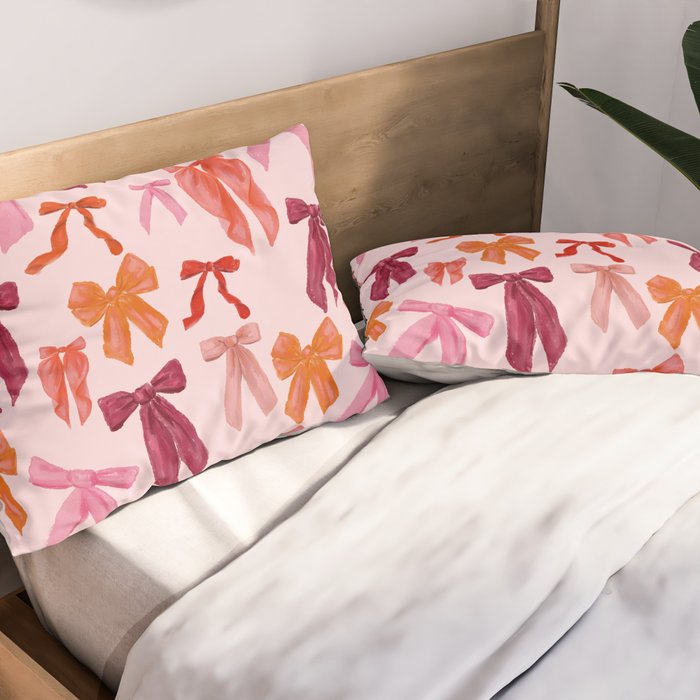 Vibrant Red Watercolor Bow  Pillow Sham Gallery Image 2