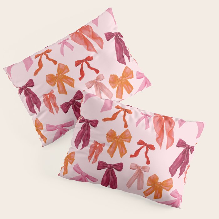 Vibrant Red Watercolor Bow  Pillow Sham Gallery Image 1