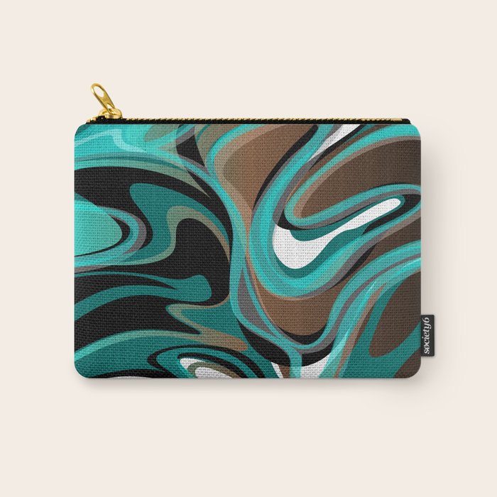 Liquify - Brown, Turquoise, Teal, Black, White Carry All Pouch Gallery Image 1