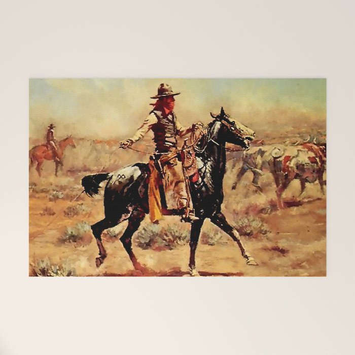 âIn the Alkaliâ by Charles M Russell Welcome Mat Gallery Image 1