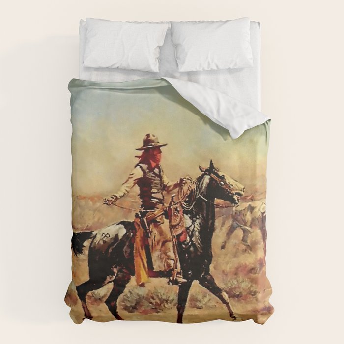 âIn the Alkaliâ by Charles M Russell Duvet Cover Gallery Image 1