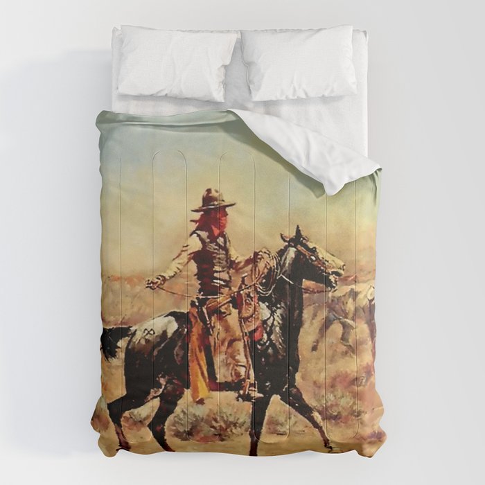âIn the Alkaliâ by Charles M Russell Comforter Gallery Image 1