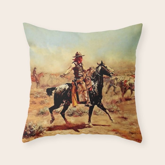 âIn the Alkaliâ by Charles M Russell Throw Pillow Gallery Image 1