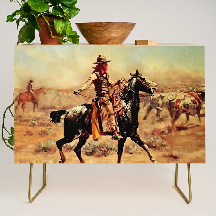 âIn the Alkaliâ by Charles M Russell Credenza Gallery Image 1