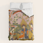 (Book of omens) Angels bow before Adam and Eve in Paradise Islamic Antique Art  Duvet Cover Gallery Image 6