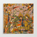 (Book of omens) Angels bow before Adam and Eve in Paradise Islamic Antique Art  Wood Wall Art Gallery Image 1
