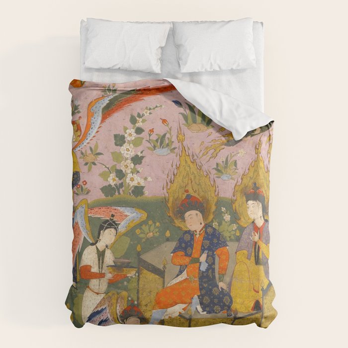 (Book of omens) Angels bow before Adam and Eve in Paradise Islamic Antique Art  Duvet Cover Gallery Image 1