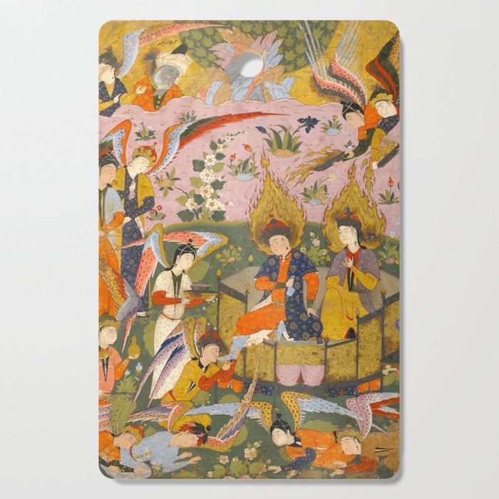 (Book of omens) Angels bow before Adam and Eve in Paradise Islamic Antique Art  Cutting Board Gallery Image 1