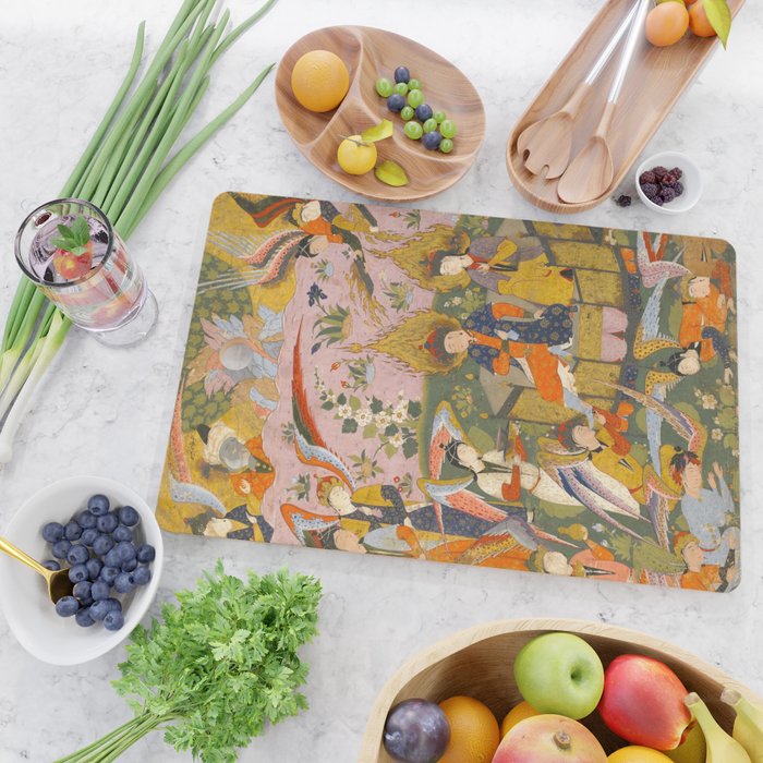 (Book of omens) Angels bow before Adam and Eve in Paradise Islamic Antique Art  Cutting Board Gallery Image 2